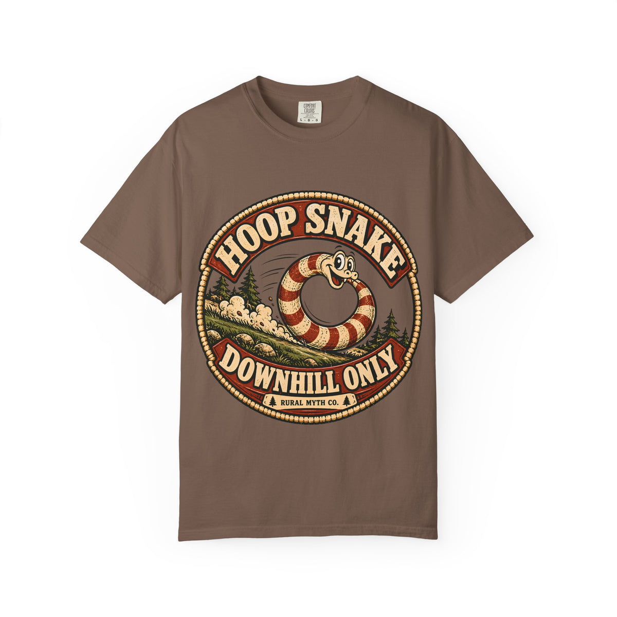 Hoop Snake Downhill Only T-Shirt in Espresso, front view