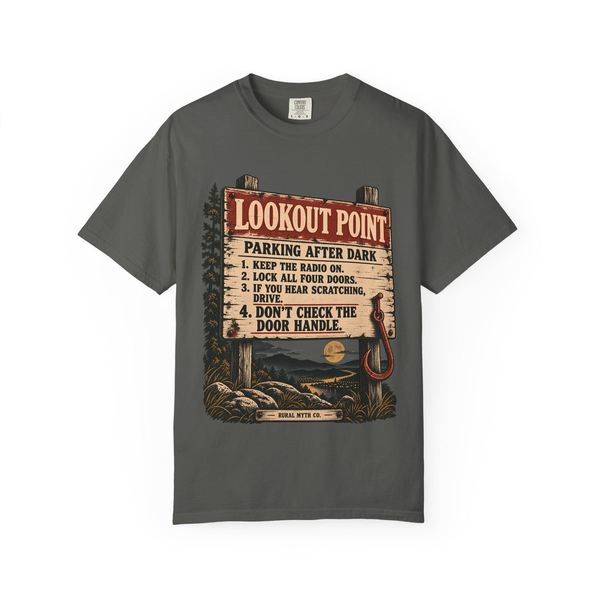 Hook Man Lookout Point T-Shirt in Pepper, front view