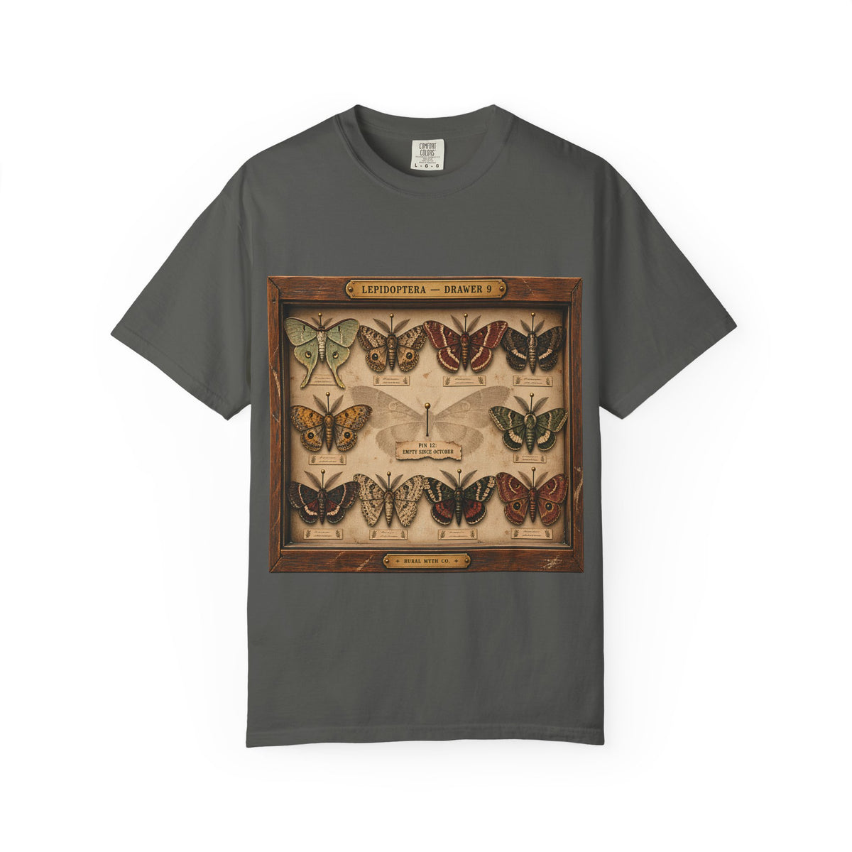 Mothman Specimen Drawer T-Shirt in Pepper, front view