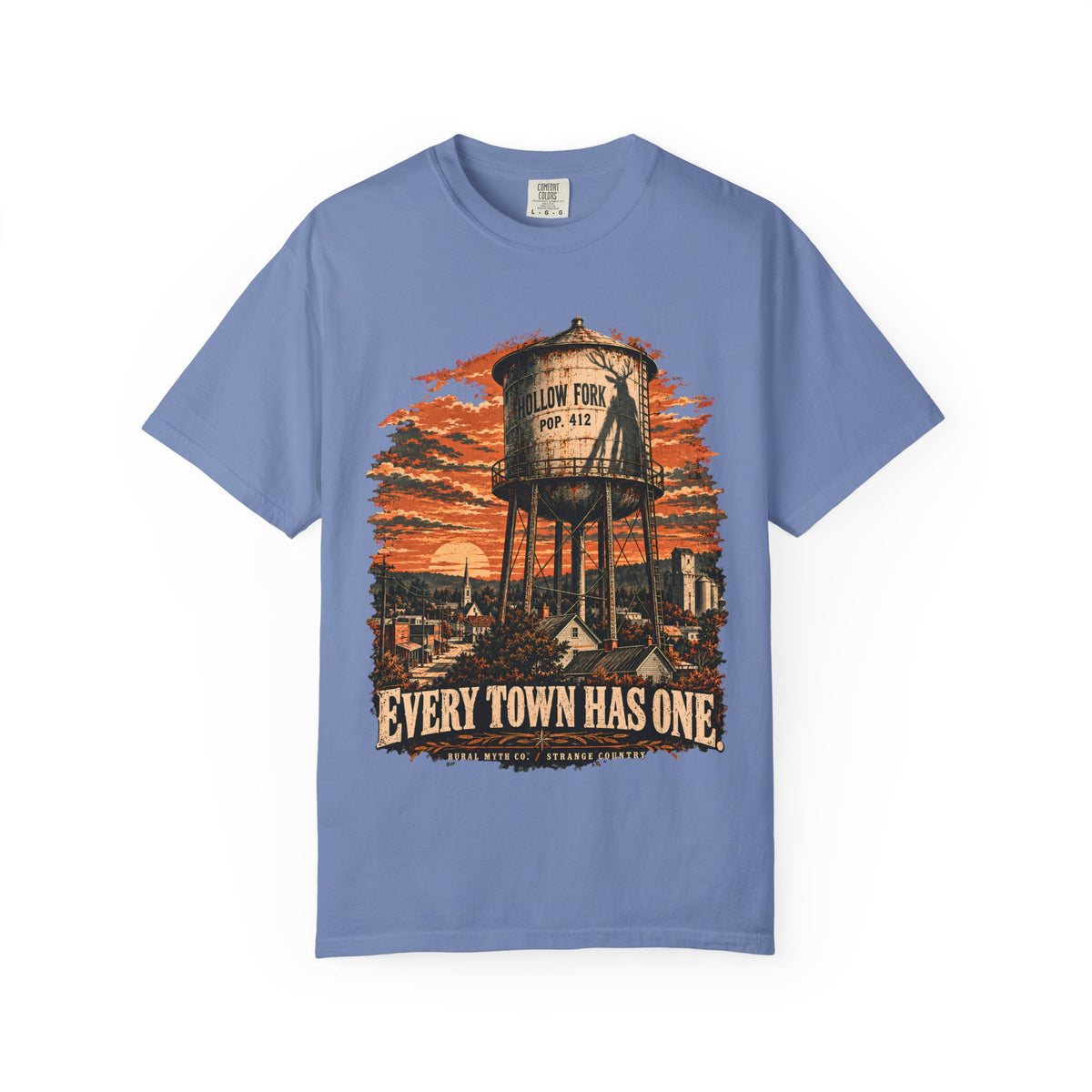 Every Town Has One T-Shirt in Washed Denim, front view