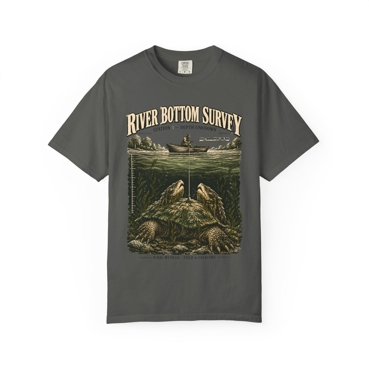 Two-Headed Snapping Turtle T-Shirt in Pepper, front view