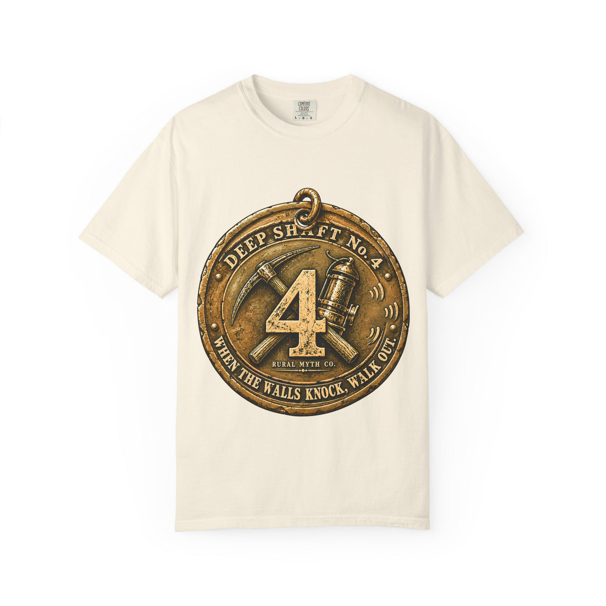 Knockers Mining Tag T-Shirt in Ivory, front view