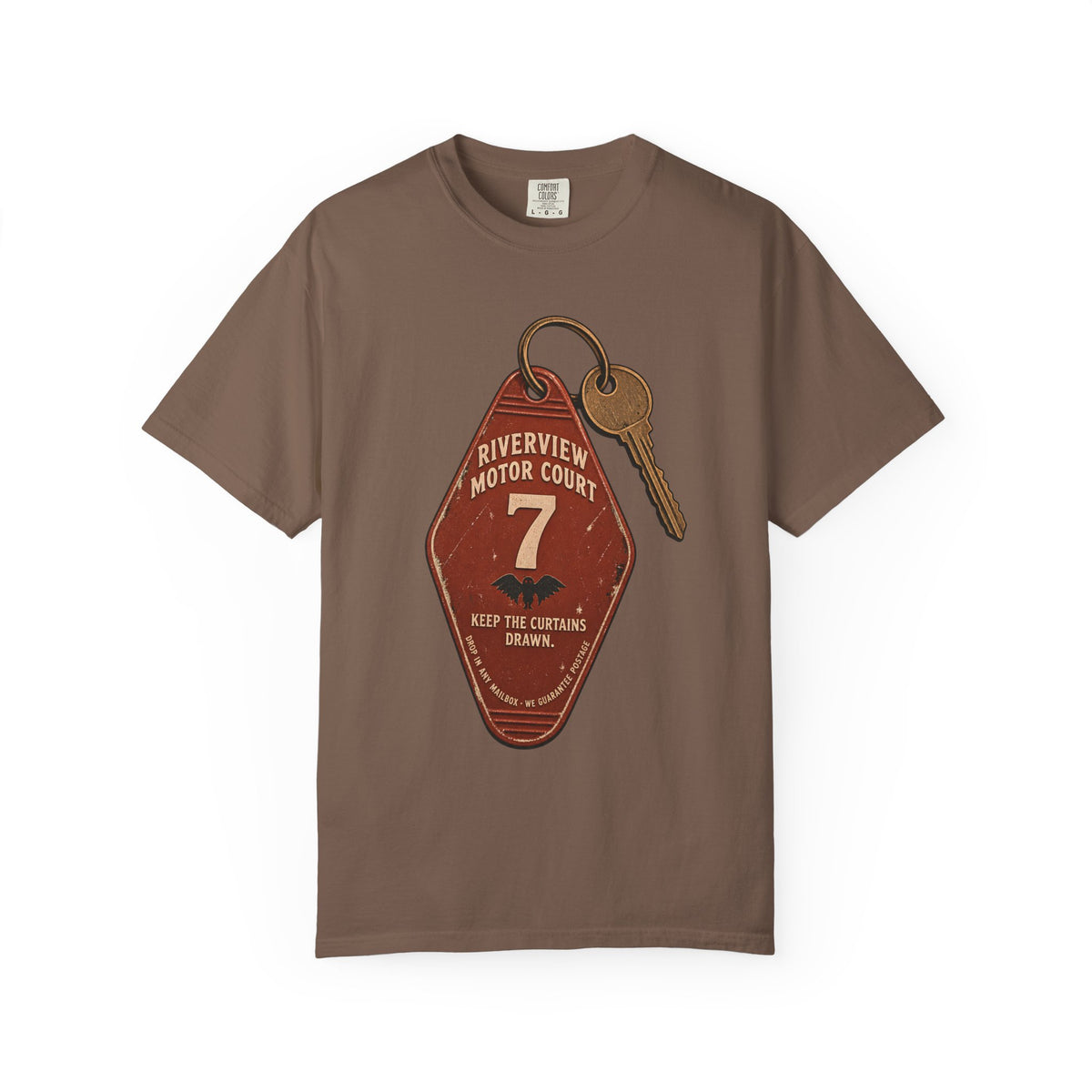 Mothman Motel Key Fob T-Shirt in Espresso, front view