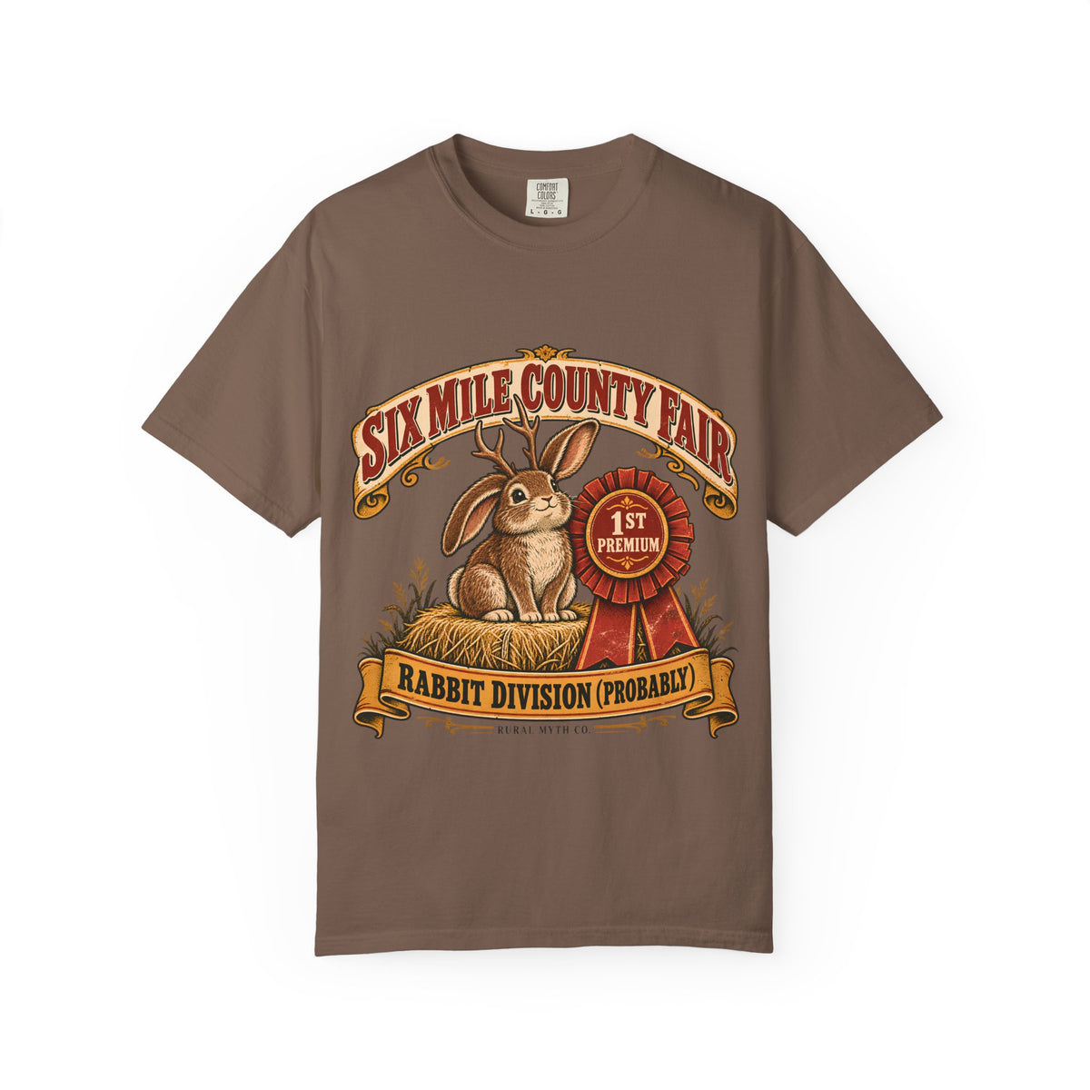 Jackalope Rabbit Division T-Shirt in Espresso, front view