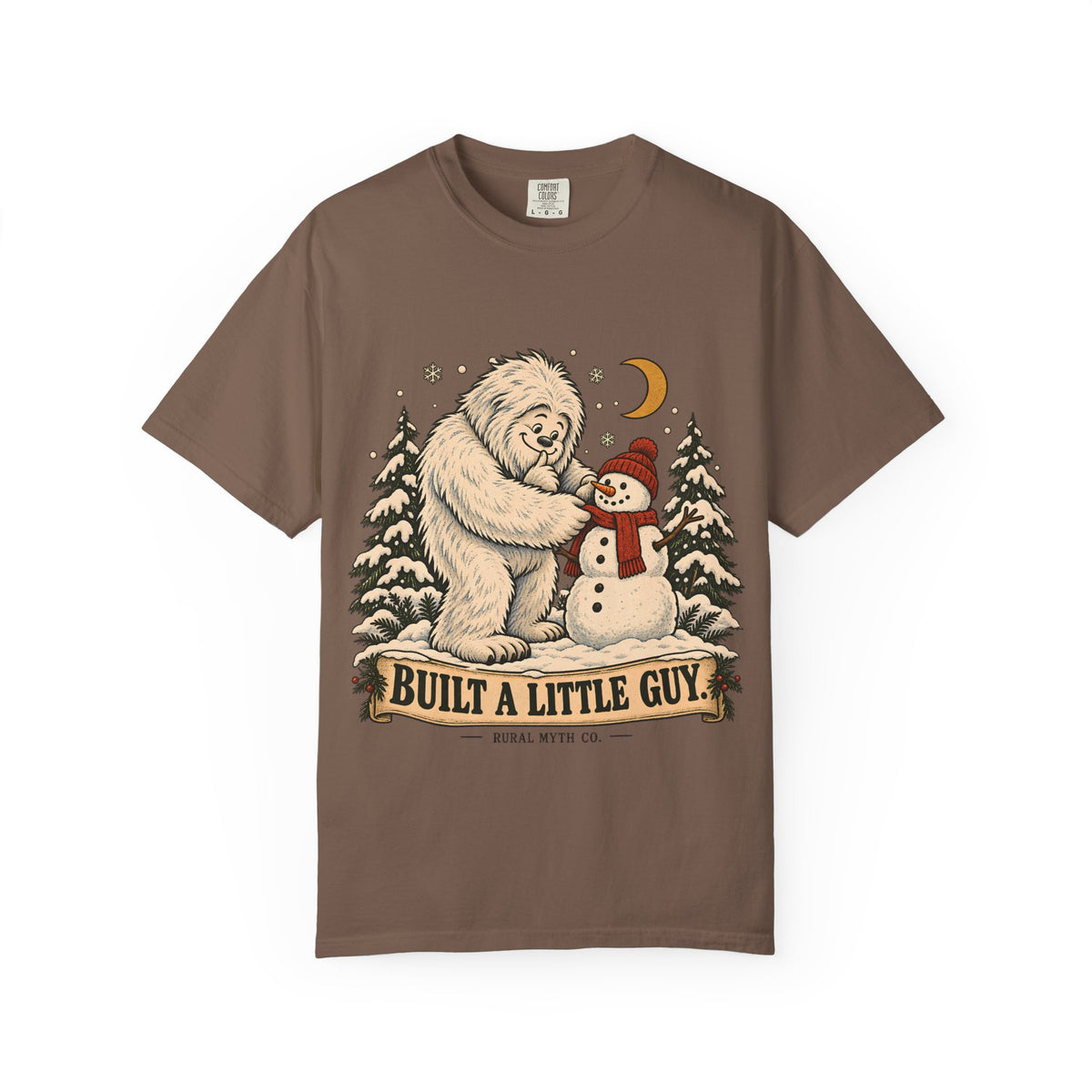 Yeti Built a Snowman T-Shirt in Espresso, front view
