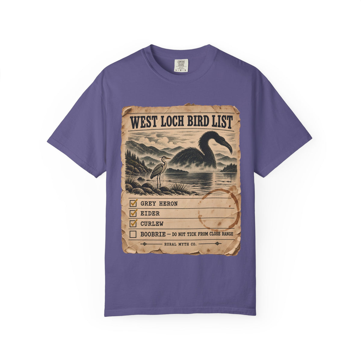 Boobrie Bird List T-Shirt in Grape, front view