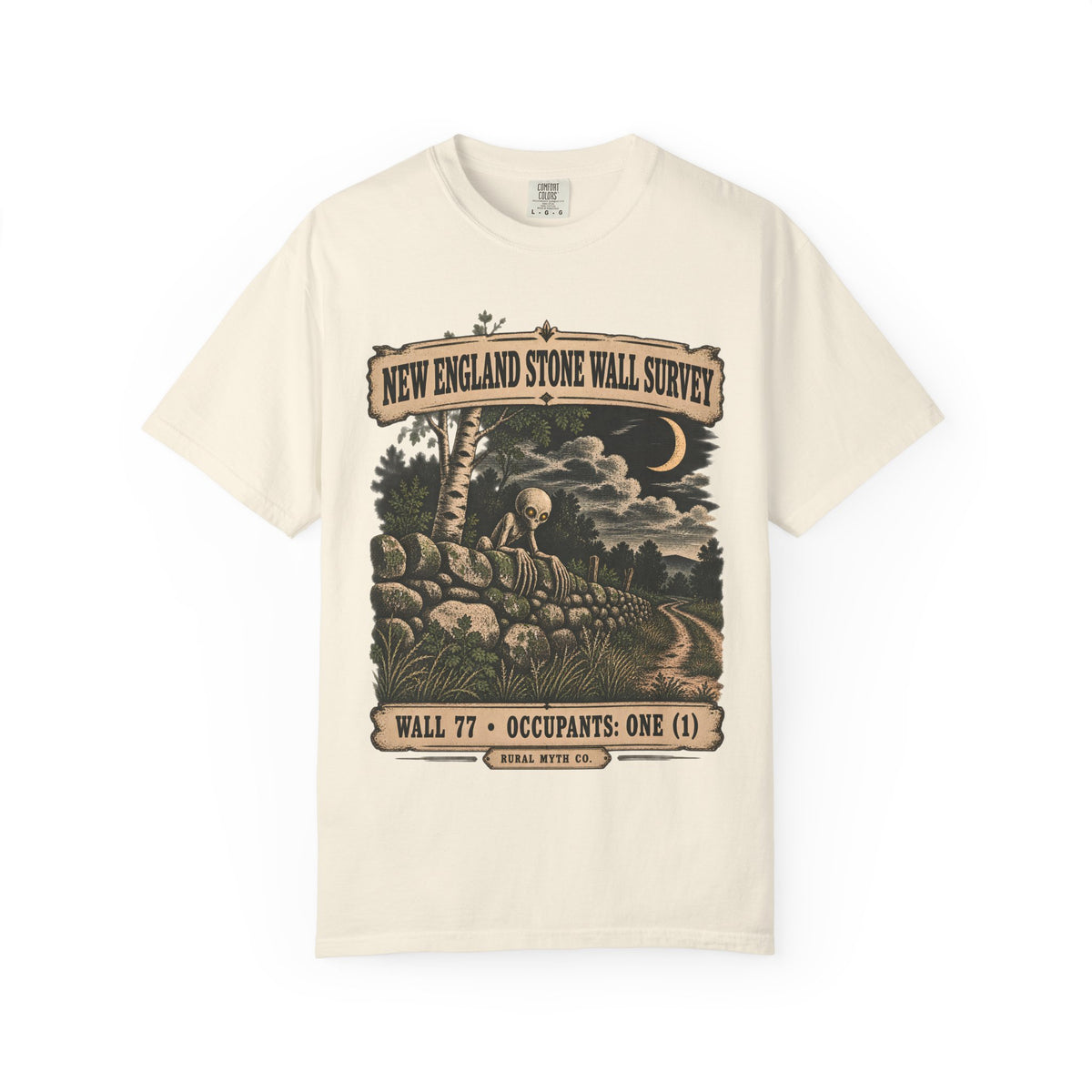 Dover Demon Stone Wall T-Shirt in Ivory, front view