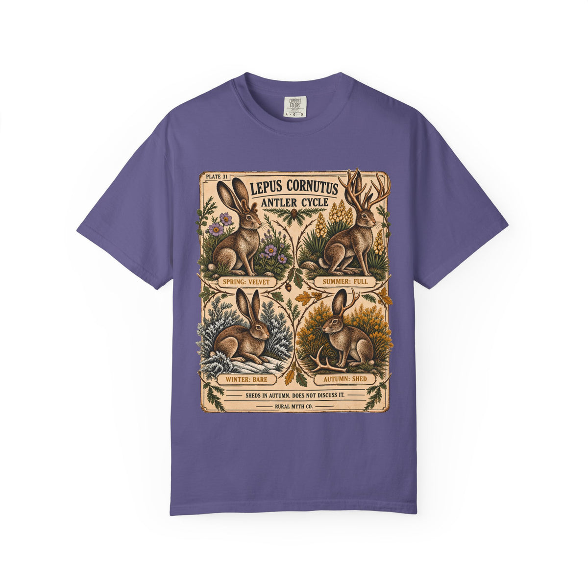 Jackalope Antler Cycle T-Shirt in Grape, front view