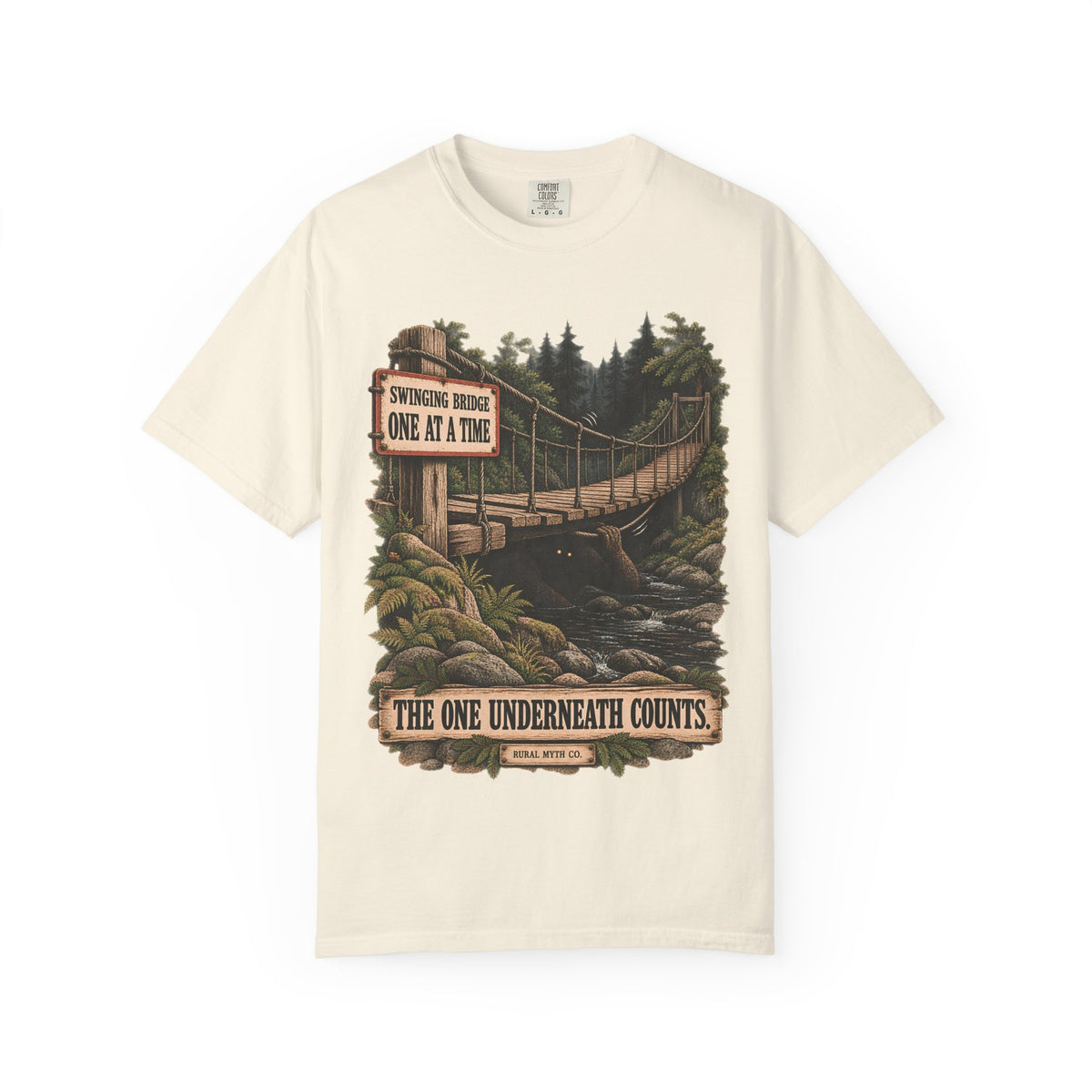 Troll Under the Bridge T-Shirt in Ivory, front view