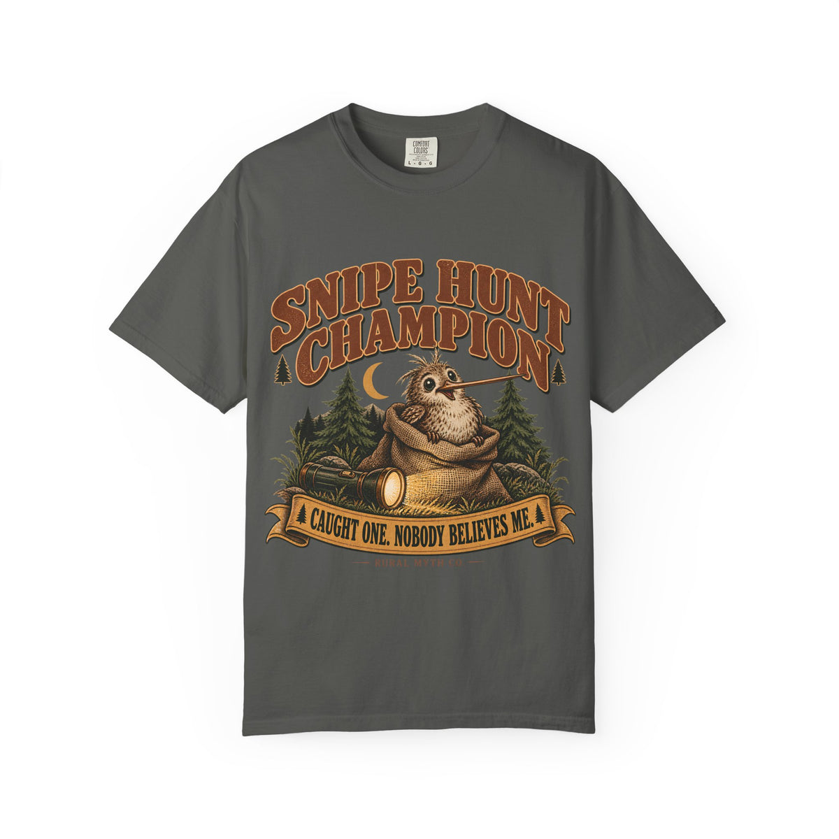 Snipe Hunt Champion T-Shirt in Pepper, front view