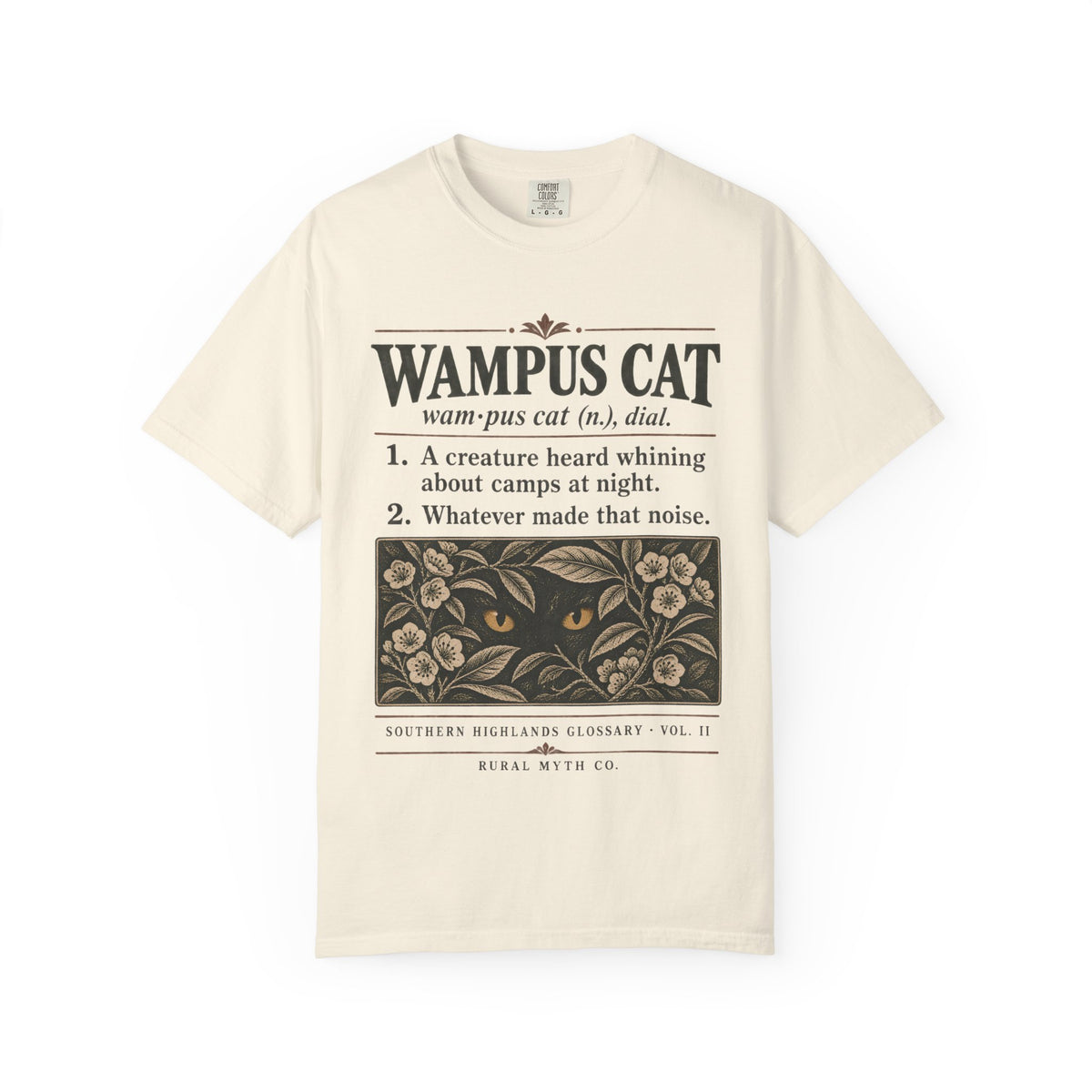 Wampus Cat Glossary T-Shirt in Ivory, front view