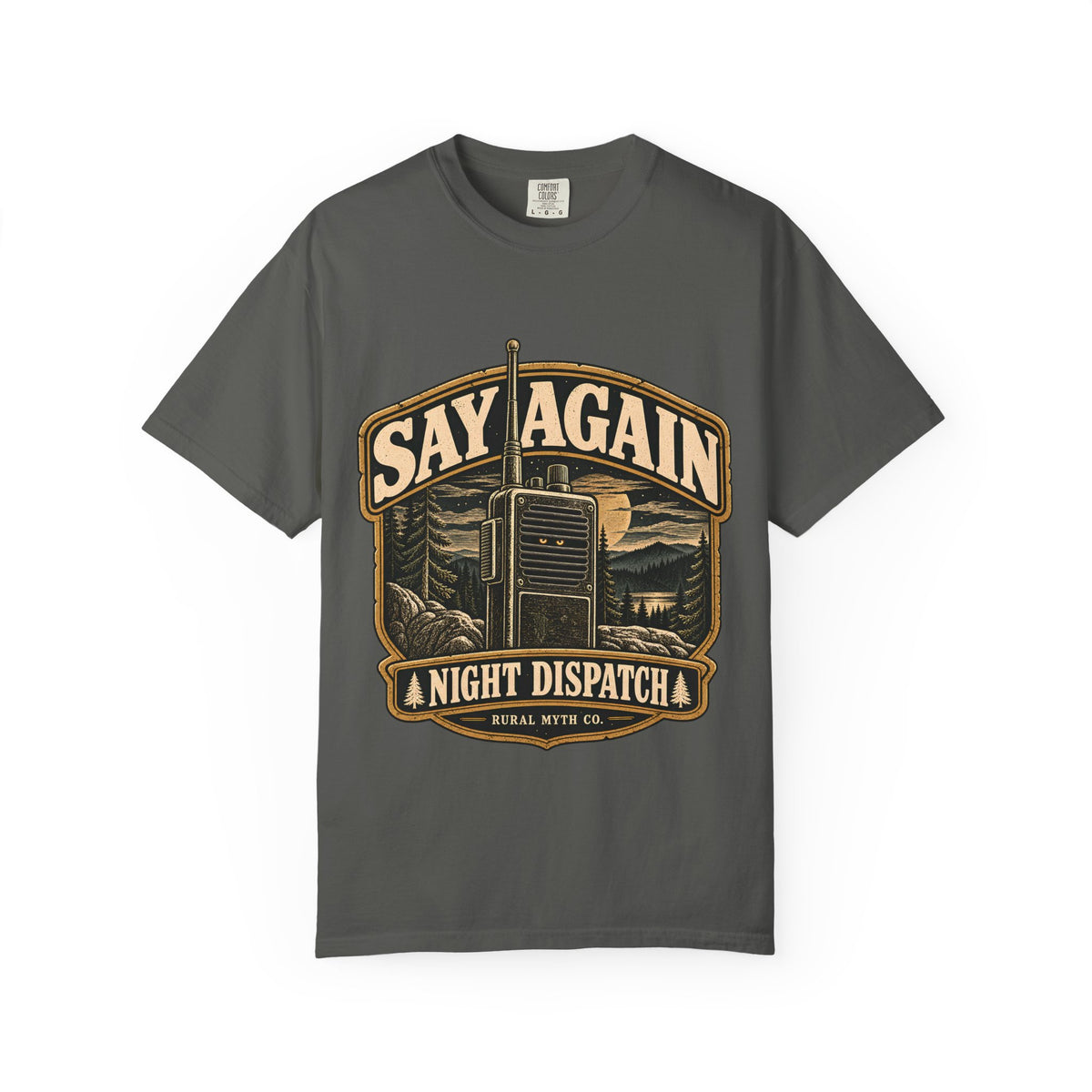 Say Again Night Dispatch T-Shirt in Pepper, front view