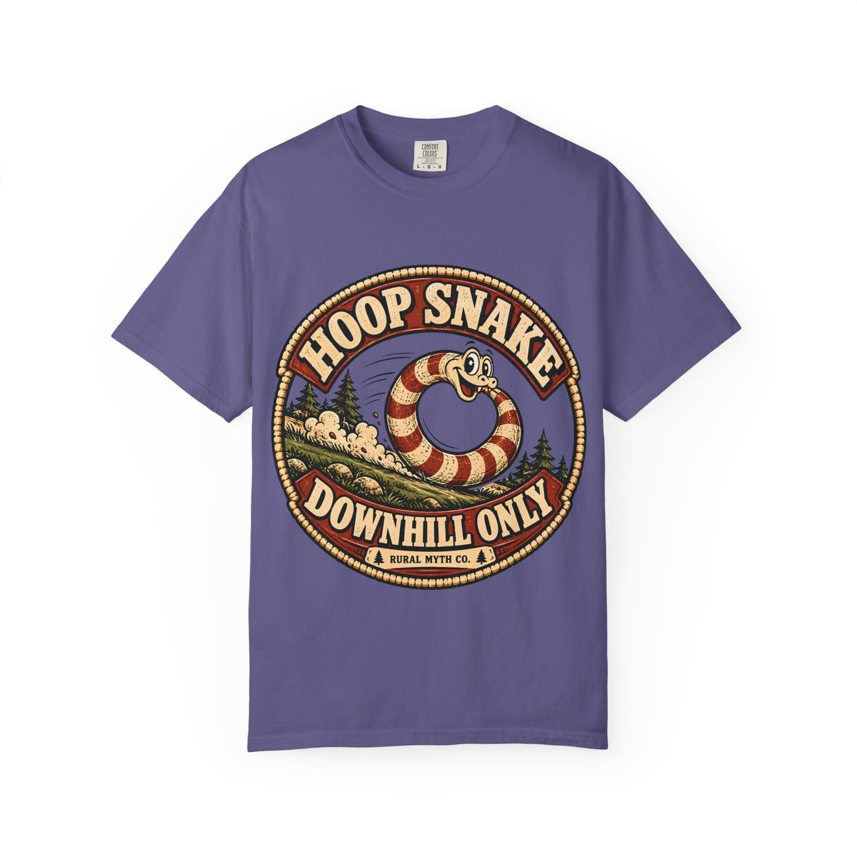 Hoop Snake Downhill Only T-Shirt in Grape, front view