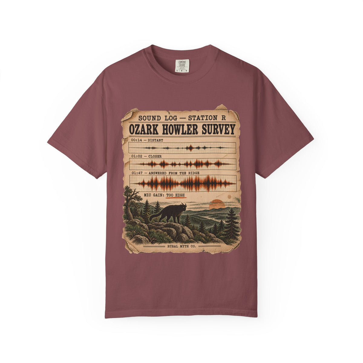 Ozark Howler Survey T-Shirt in Brick, front view
