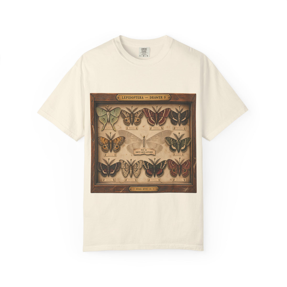 Mothman Specimen Drawer T-Shirt in Ivory, front view