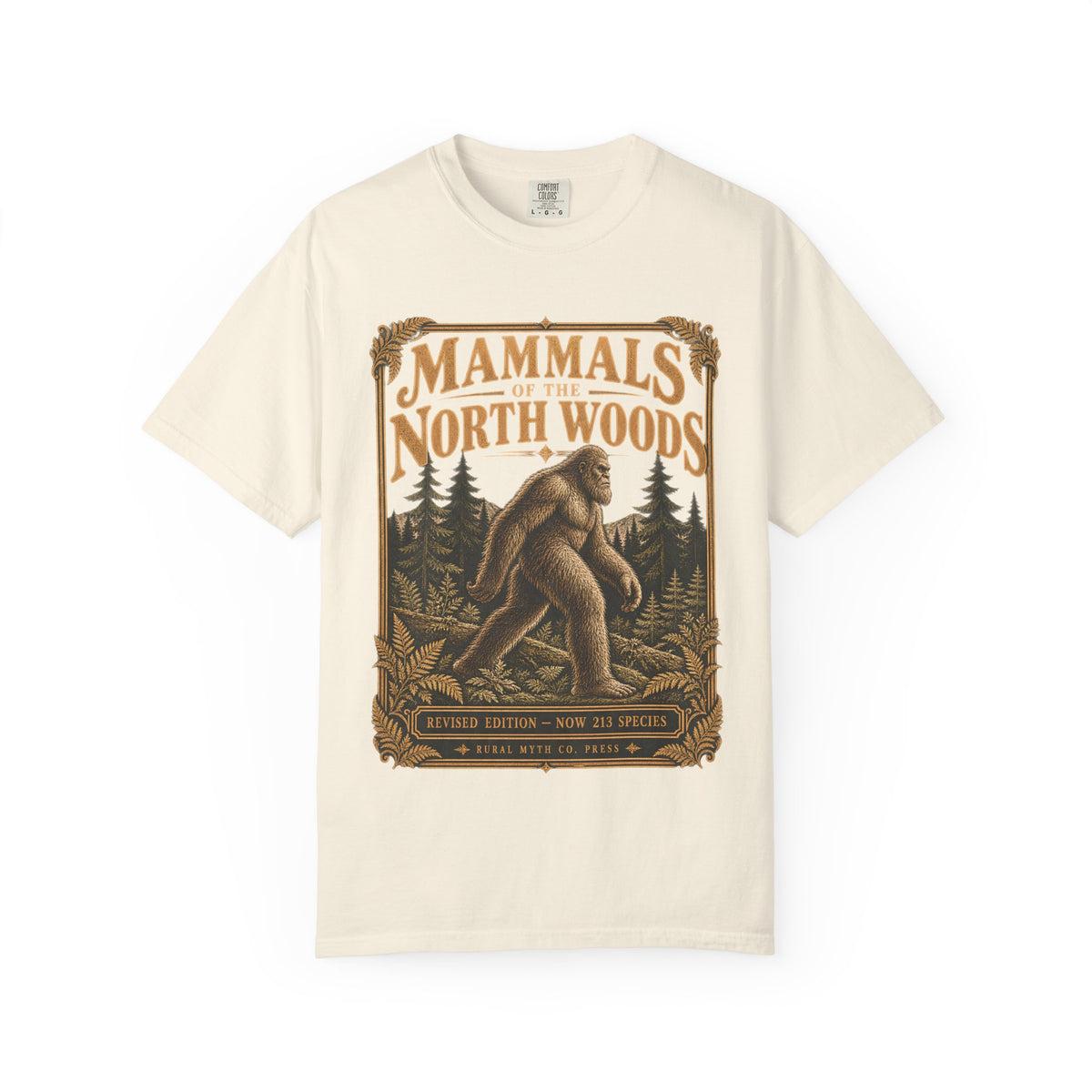 North Woods Bigfoot Guide T-Shirt in Ivory, front view