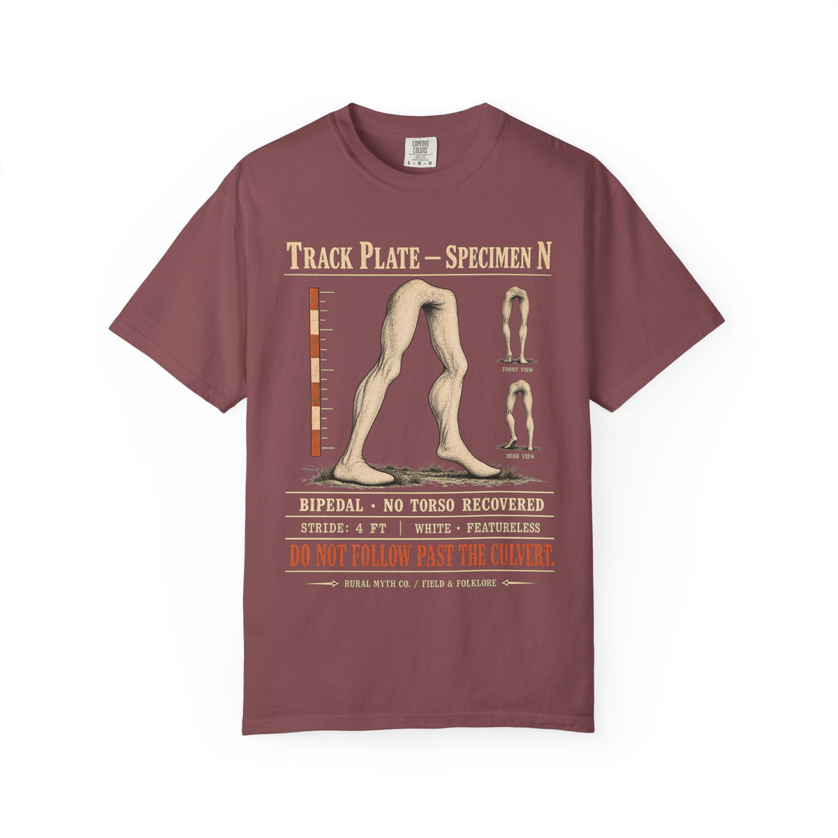 Fresno Nightcrawler Track Plate T-Shirt in Brick, front view