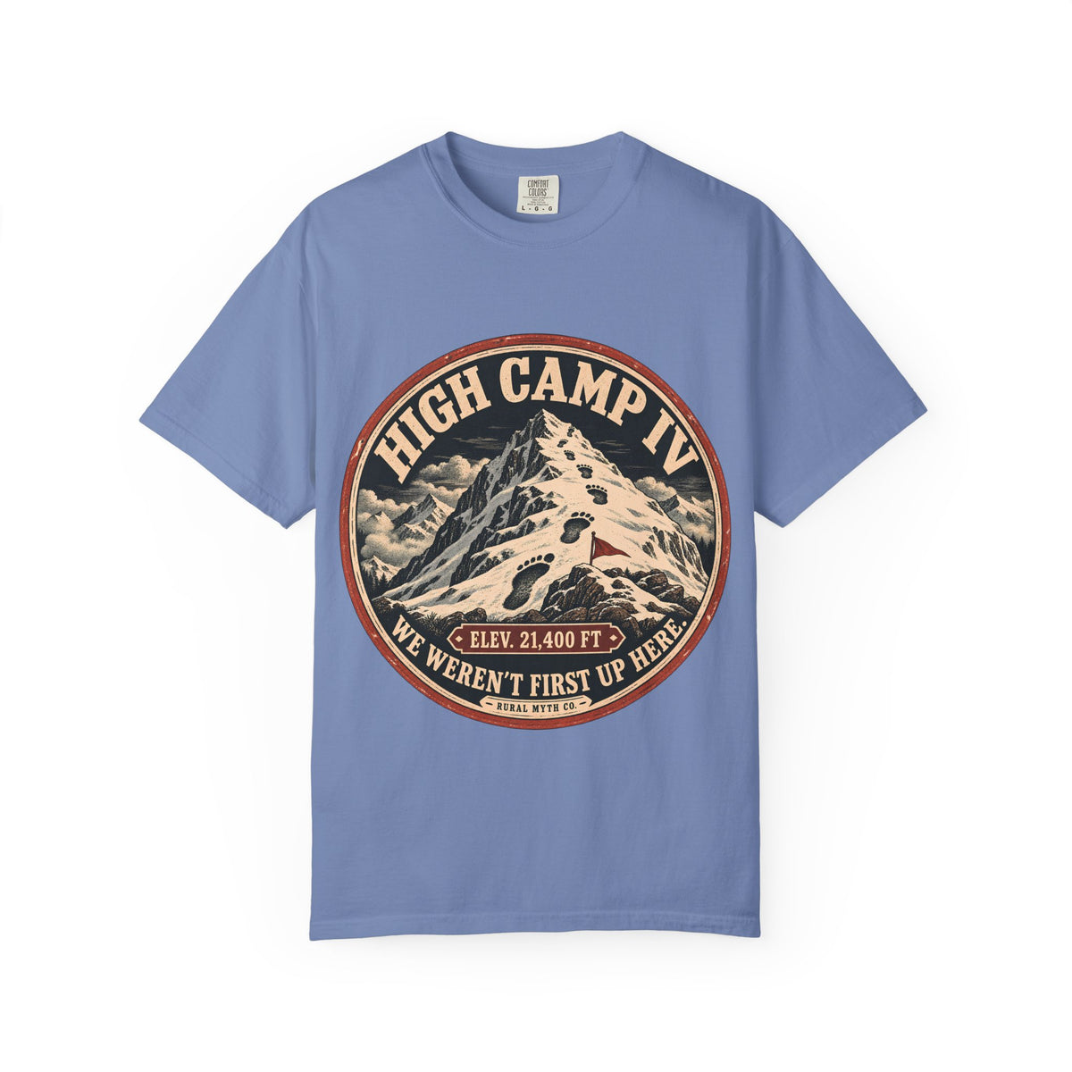 Yeti Expedition Patch T-Shirt in Washed Denim, front view