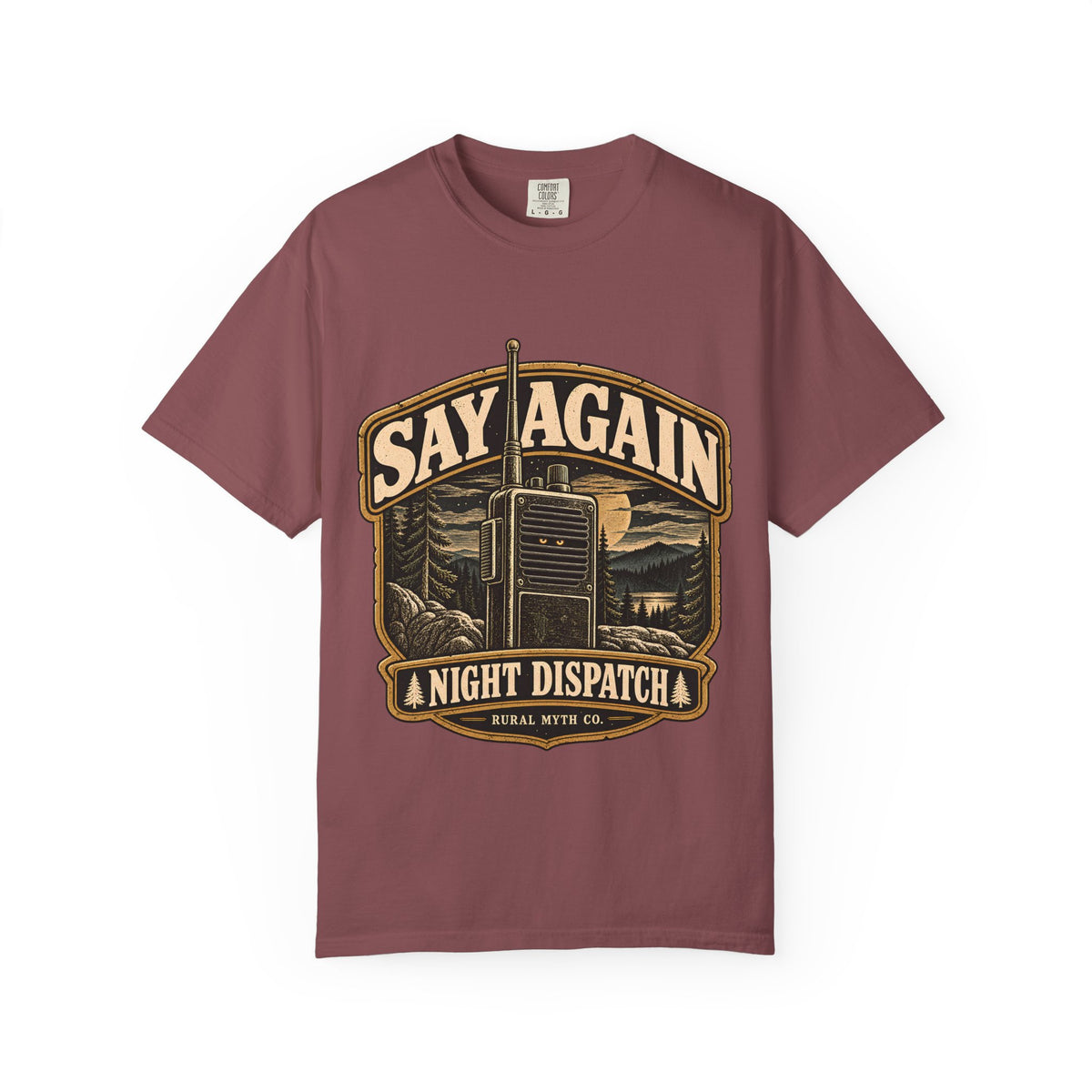 Say Again Night Dispatch T-Shirt in Brick, front view